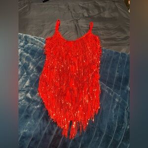 Red Fringed dress size Medium